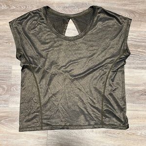 Lululemon metallic gold bronze t shirt with back cut out - size 4